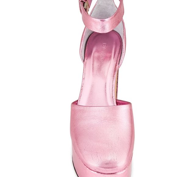 By Far June Pink Metallic Leather Sandals | italist, ALWAYS  BY FAR Pink Metallic Platforms